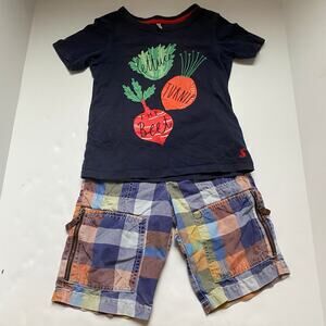 Mini Boden & Joules Turnip Up the Beet Plaid Shorts Outfit
